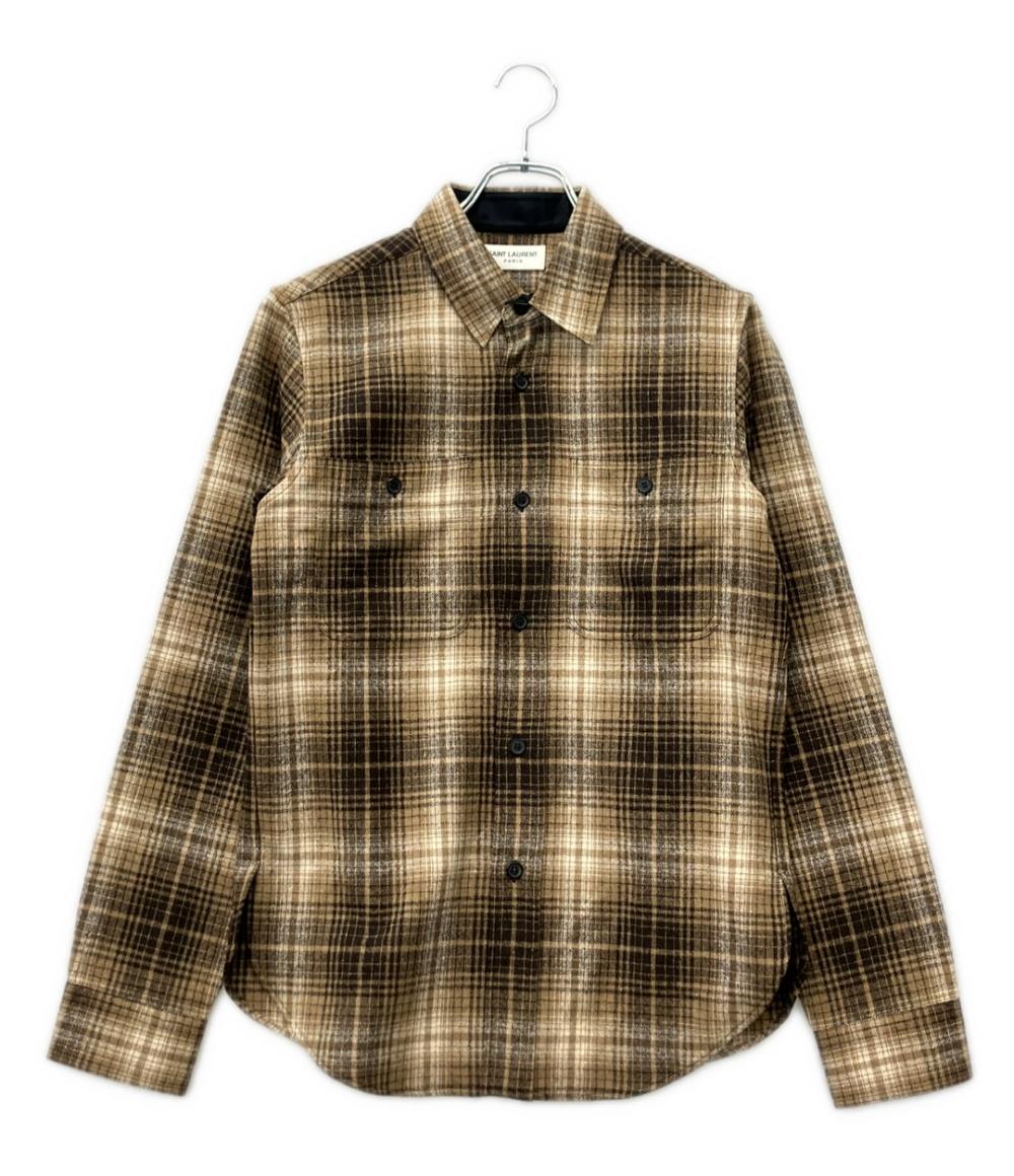 SAINT LAURENT 長袖 チェック シャツ 326821 Y613B メンズ SIZE S サンローラン