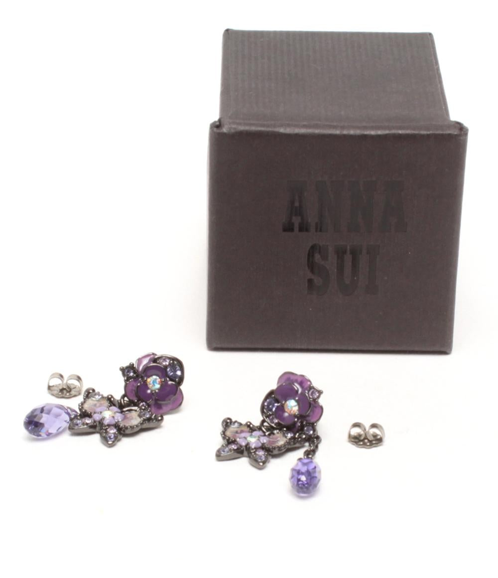美品 ANNA SUI ピアス バタフライモチーフ フラワーモチーフ レディース アナスイ