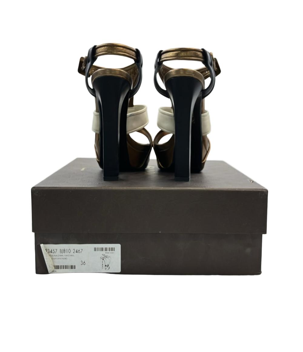 美品★GUCCI★レザー 変形ヒール パックストラップサンダル(35C) GUCCI レザーストラップサンダル レディース SIZE 36 (23cm) グッチ