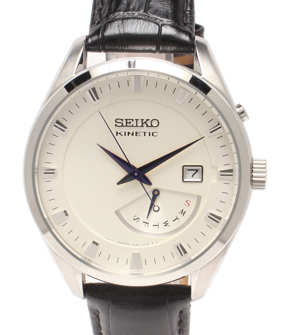 SEIKO 腕時計 キネティック クオーツ ホワイト 5M84-0AB0 メンズ セイコー