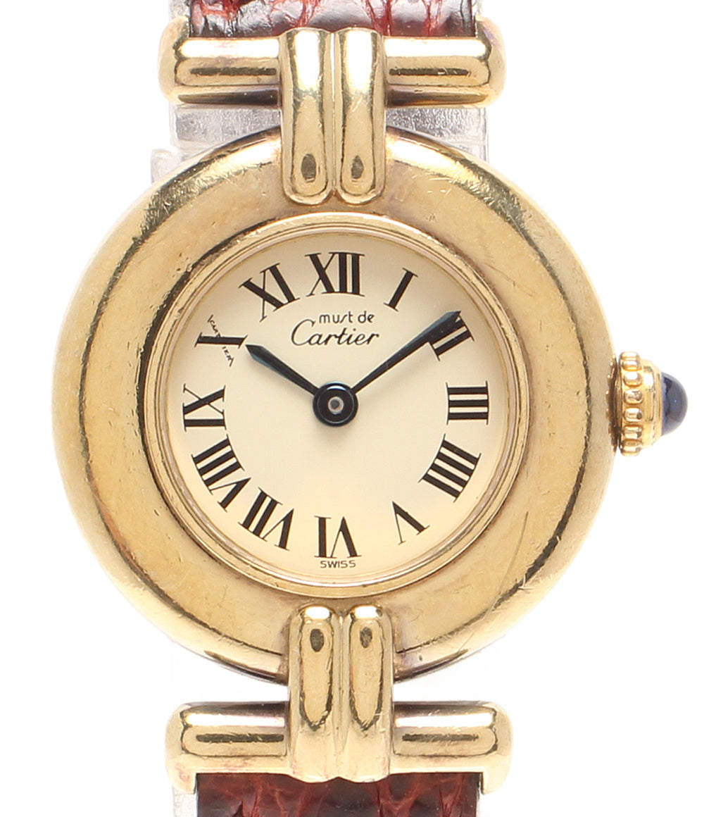 Cartier 腕時計 925 マストコリゼ ヴェルメイユ クオーツ ホワイト W590002 レディース カルティエ