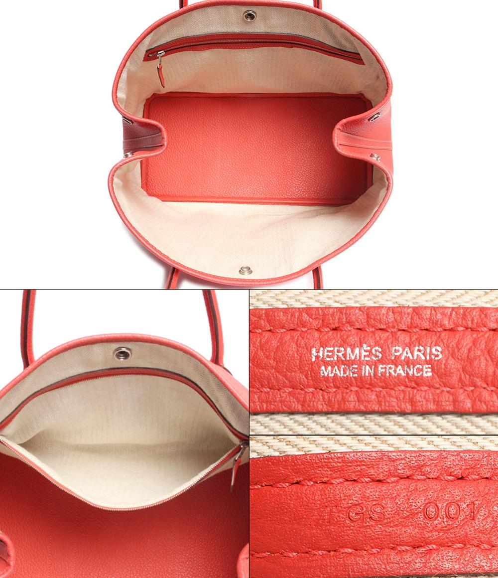エルメス レザートートバッグ T刻印 シルバー金具 ガーデンパーティPM ネゴンダ ルージュトマト レディース HERMES