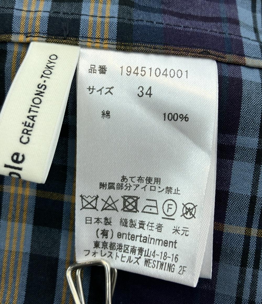 美品 ビューティフルピープル 半袖ワンピース チェック レディース SIZE 34 (S) beautiful people