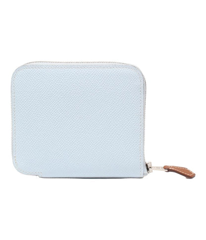 美品 エルメス ラウンドファスナー財布 □D刻印 シルバー金具 アザップコンパクト シルクイン レディース HERMES