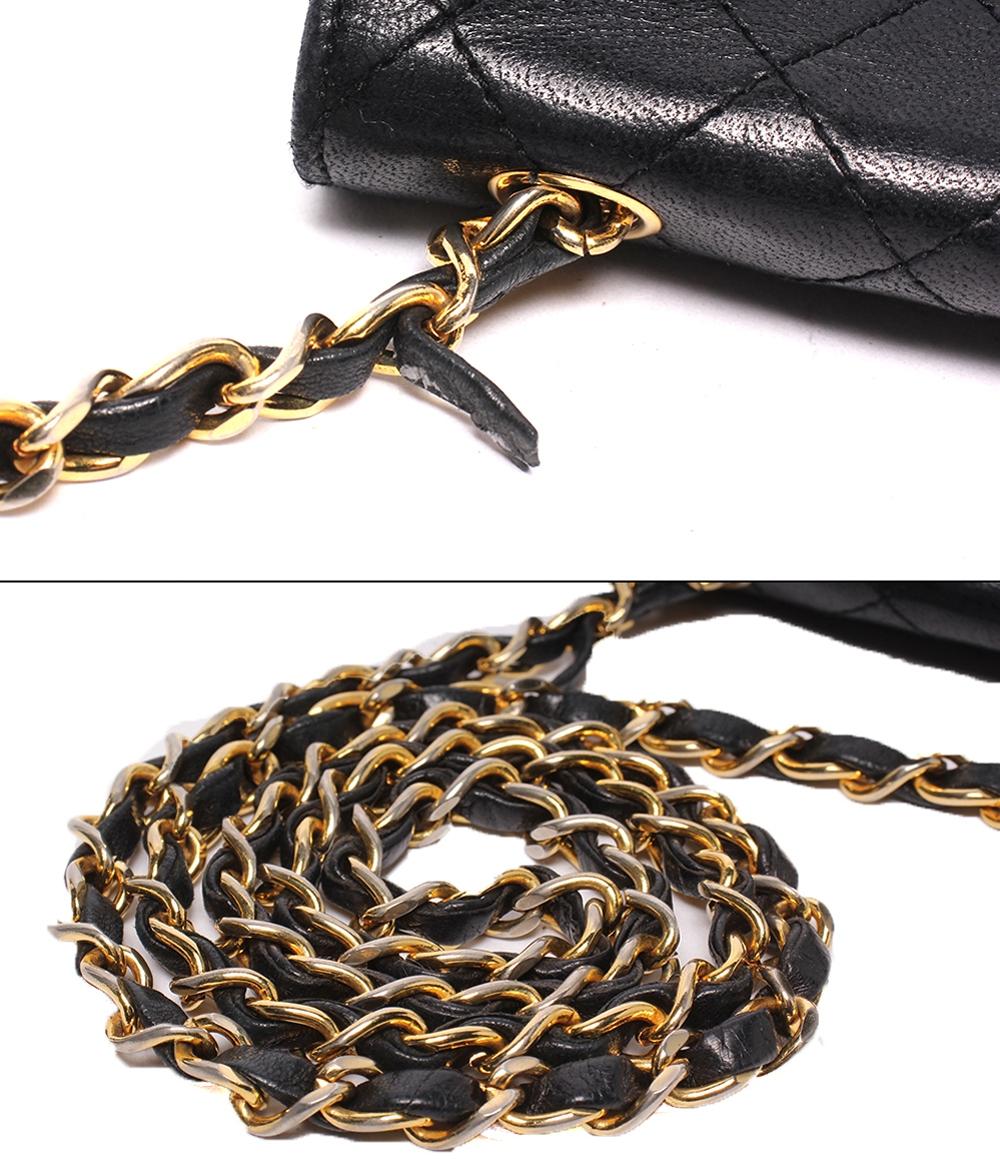 CHANEL チェーンショルダーバッグ シングルフラップ 斜め掛け ヴィンテージ ラムスキン ゴールド金具 マトラッセ レディース シャネル