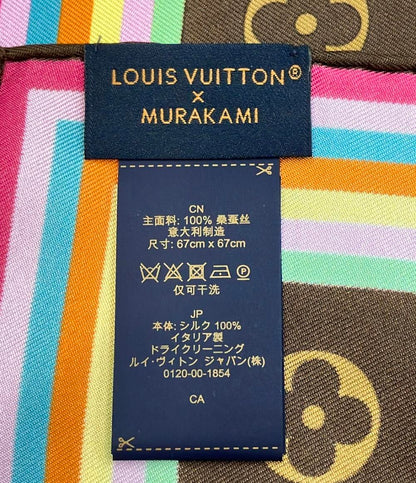 美品 LOUIS VUITTON スカーフ シルク100% LV×TM カレ70 スーパーフラット モノグラム M96274 レディース ルイ・ヴィトン