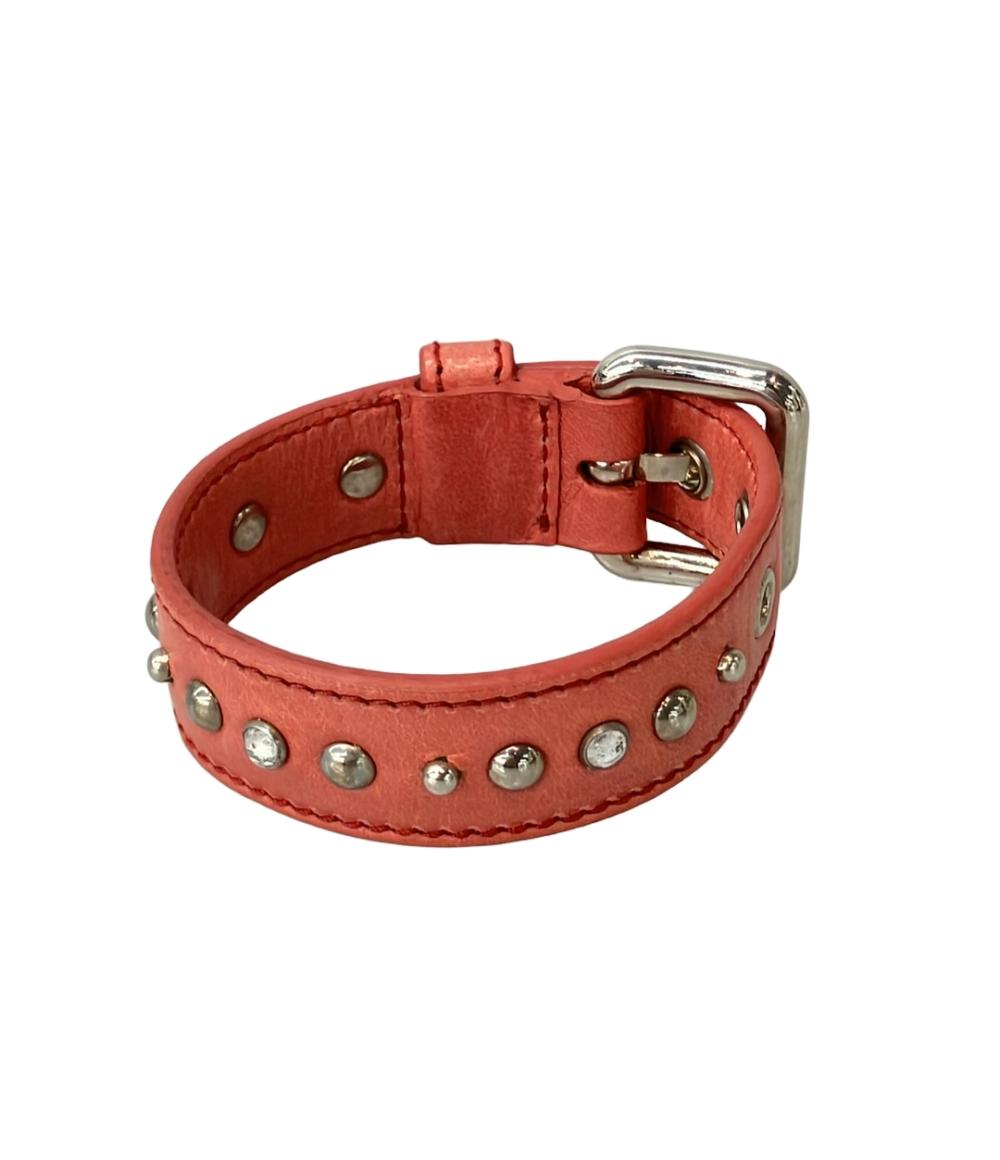 ミュウ ミュウ レザーブレスレット スタッズ付き レディース Miu Miu