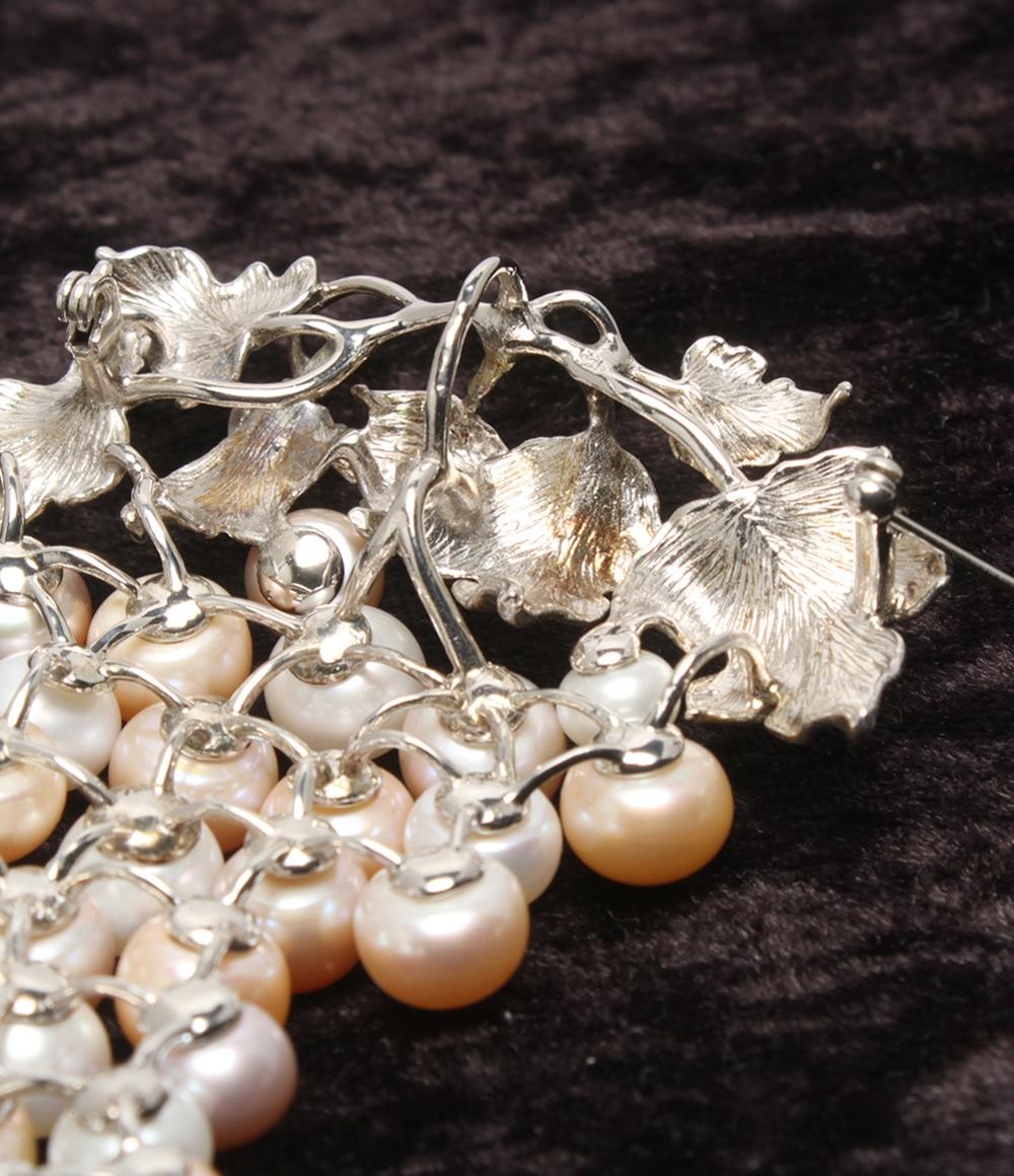 ブローチ SV925 淡水ボタンパール 7-9mm ブドウモチーフ レディース