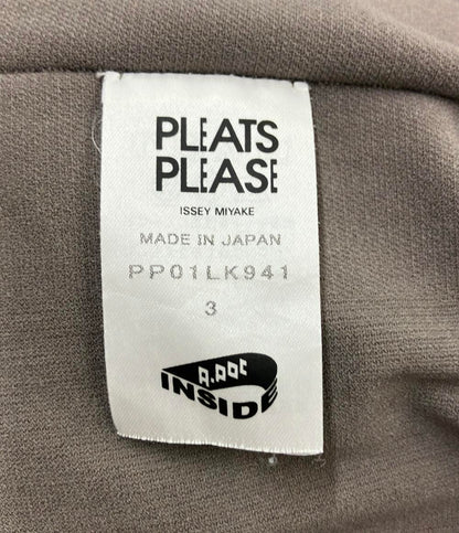 美品 PLEATS PLEASE 長袖Tシャツ 袖メッシュ PP01LK941 レディース SIZE 3 (L) プリーツプリーズ