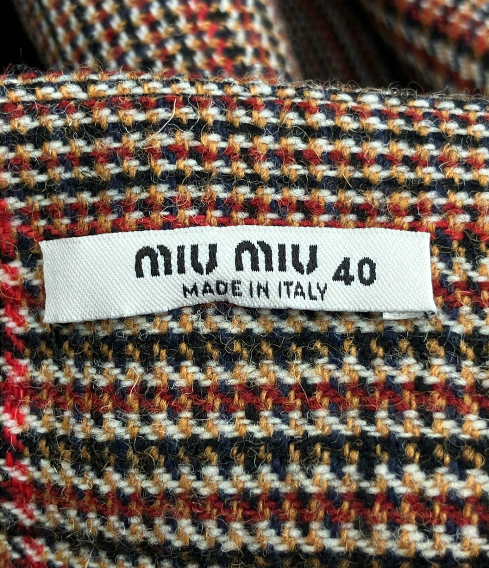 美品 Miu Miu チェックビジュースカート MG1297 レディース SIZE 40 (M) ミュウ ミュウ