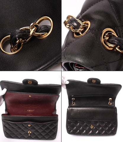 CHANEL チェーンショルダーバッグ 肩掛け ラムスキン ダブルフラップ ダブルチェーン ゴールド金具 マトラッセ レディース シャネル