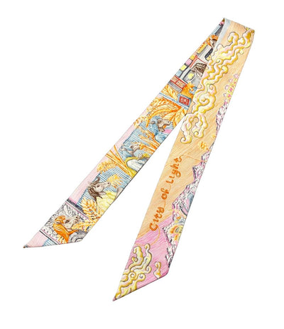 美品 HERMES スカーフ シルク100% ツイリー CITY OF LIGHT レディース エルメス