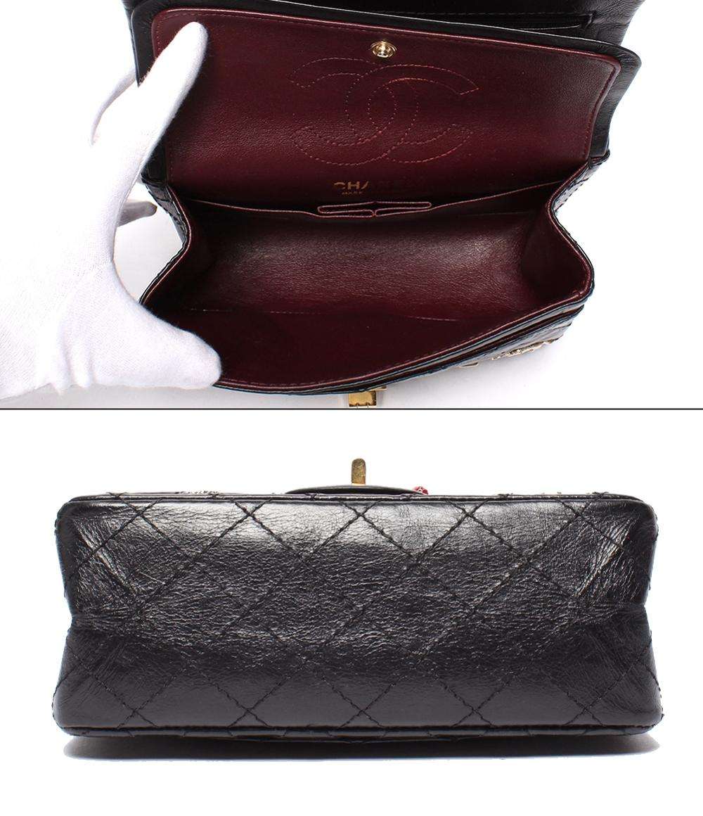 CHANEL チェーンショルダーバッグ マトラッセ 2.55 ラッキーチャーム エンブロイダリー ダブルフラップ ゴールド金具 レディース シャネル