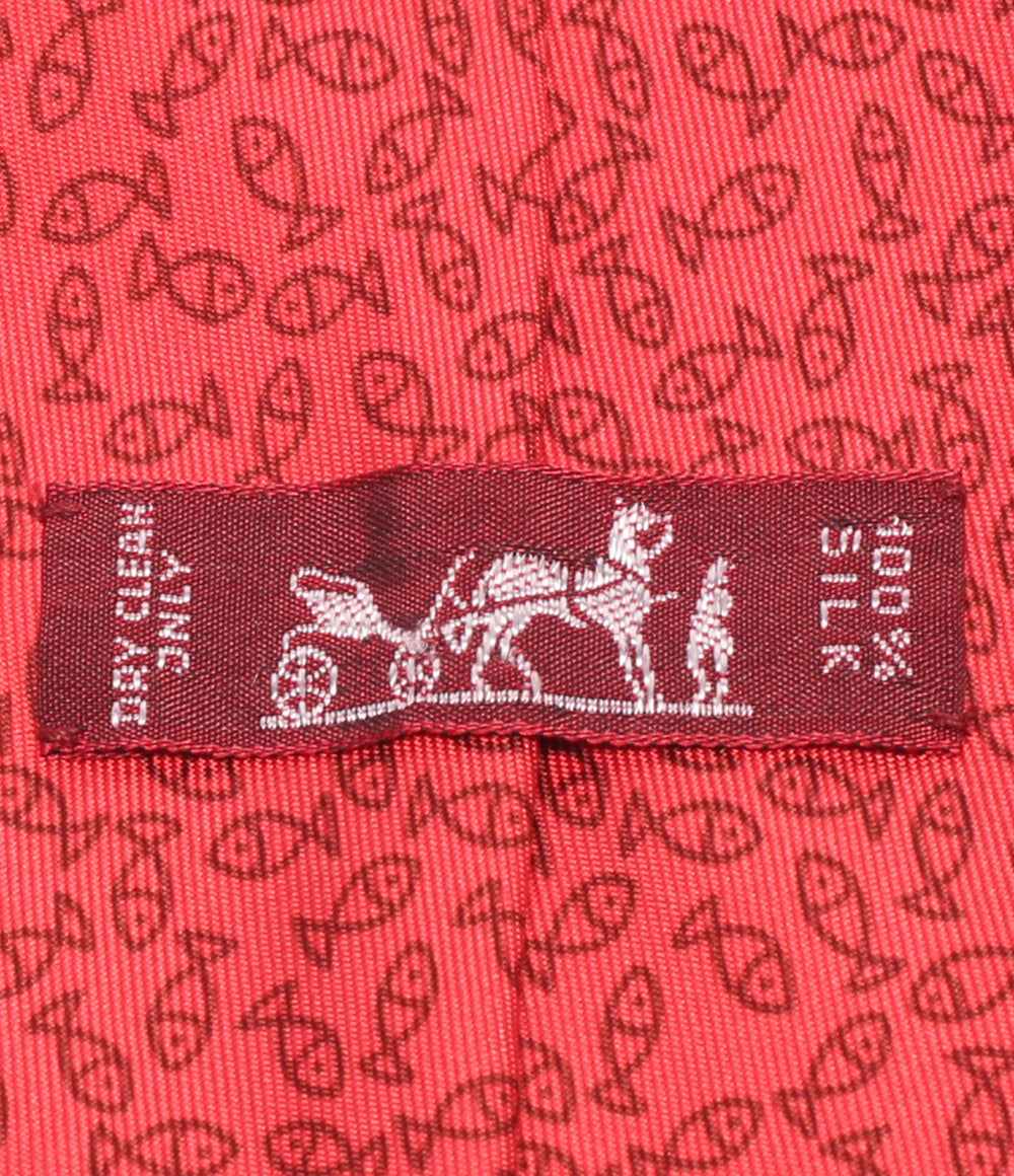 HERMES ネクタイ シルク100％ フィッシュ柄 メンズ エルメス