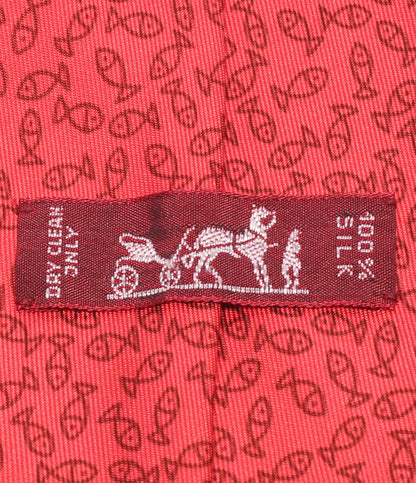 HERMES ネクタイ シルク100％ フィッシュ柄 メンズ エルメス