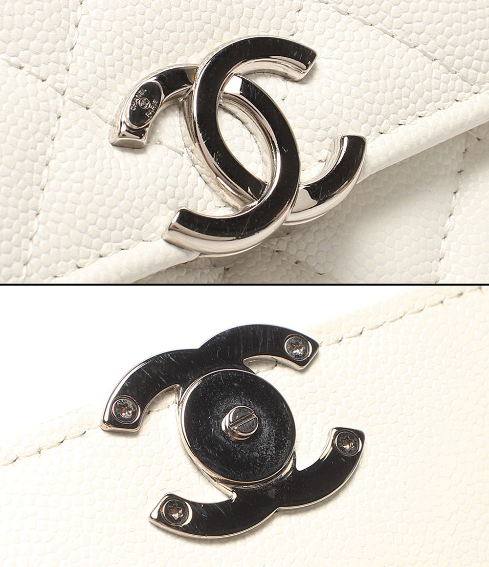 CHANEL ミニチェーンショルダーバッグ クラッチバッグ 肩掛け 斜め掛け シルバー金具 マトラッセ キャビアスキン 32番台 シングルフラップ レディース