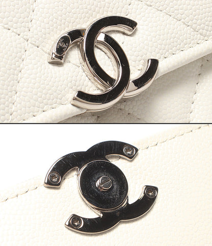 CHANEL ミニチェーンショルダーバッグ クラッチバッグ 肩掛け 斜め掛け シルバー金具 マトラッセ キャビアスキン 32番台 シングルフラップ レディース