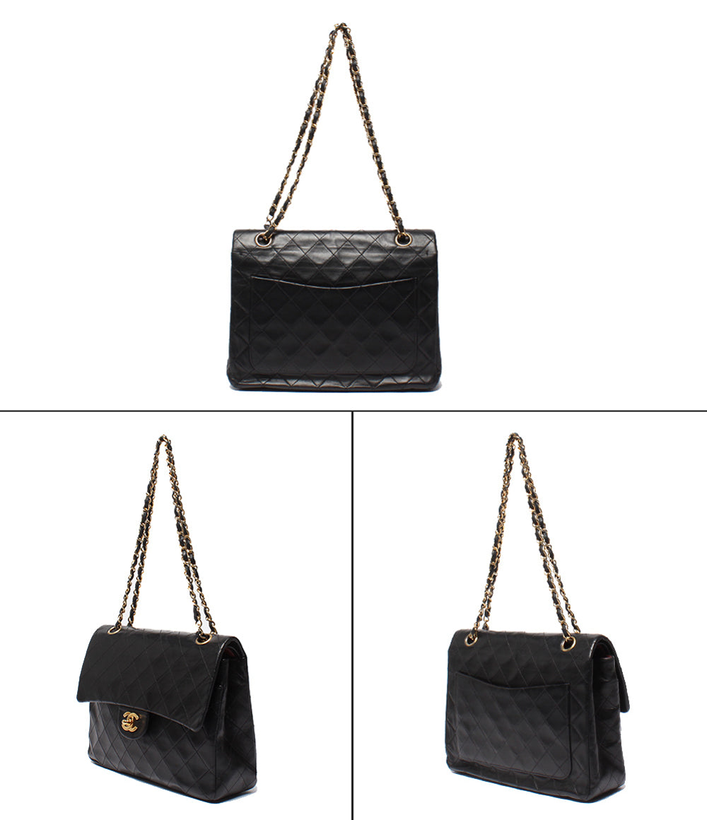 CHANEL チェーンショルダーバッグ ゴールド金具 マトラッセ25 ラムスキン ダブルチェーン ダブルフラップ 1番台 レディース シャネル
