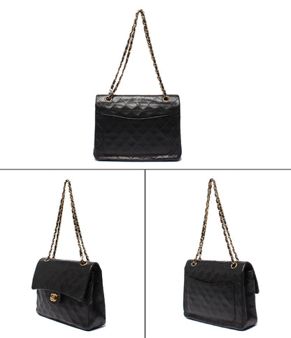 CHANEL チェーンショルダーバッグ ゴールド金具 マトラッセ25 ラムスキン ダブルチェーン ダブルフラップ 1番台 レディース シャネル