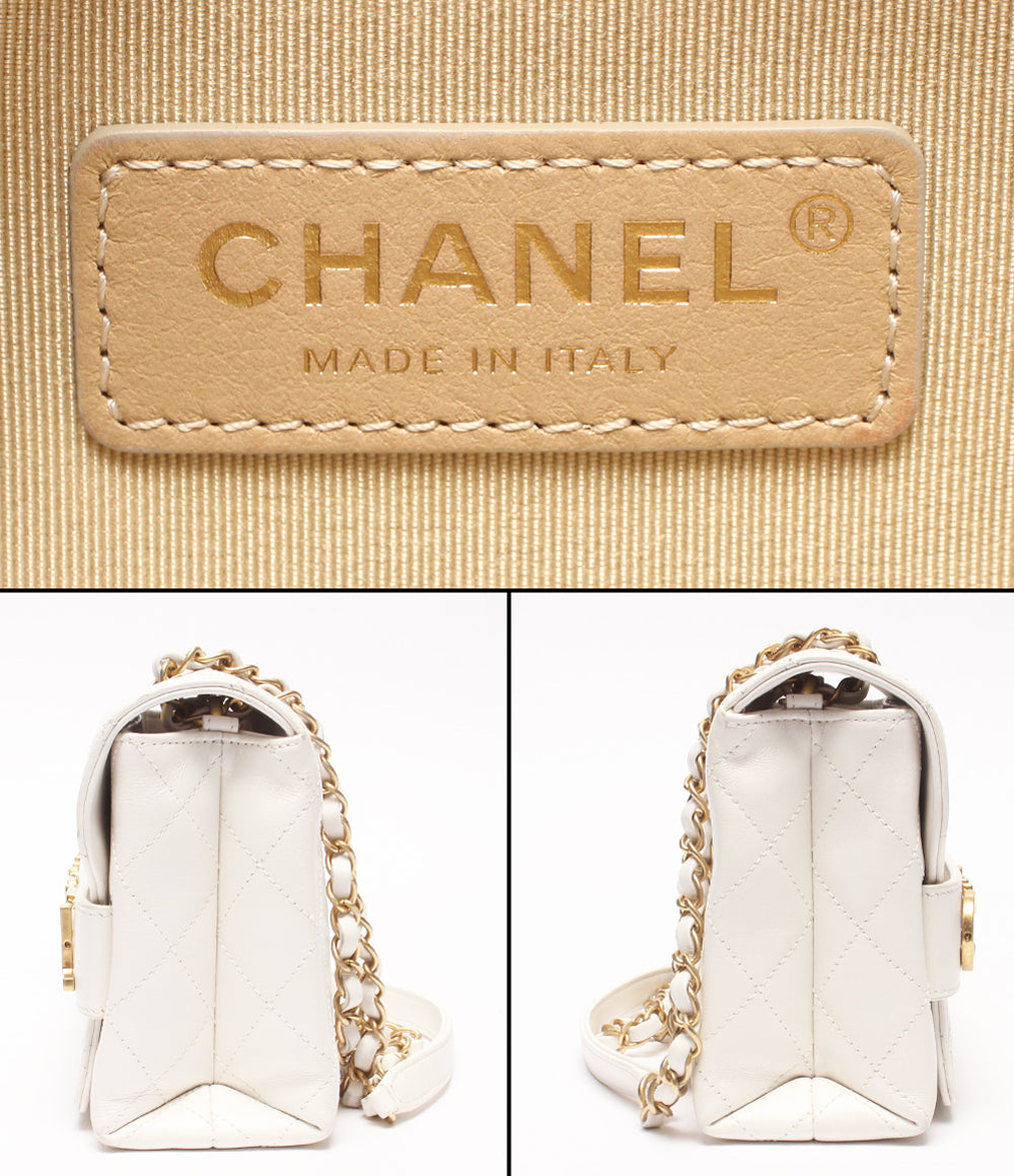 CHANEL チェーンショルダーバッグ 肩掛け 斜め掛け ゴールド金具 シングルフラップ ダブルチェーン マトラッセ レディース シャネル