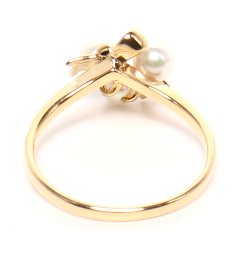 MIKIMOTO リング 指輪 K18 パール 3.0-4.0mm リボンモチーフ レディース SIZE 10号 ミキモト