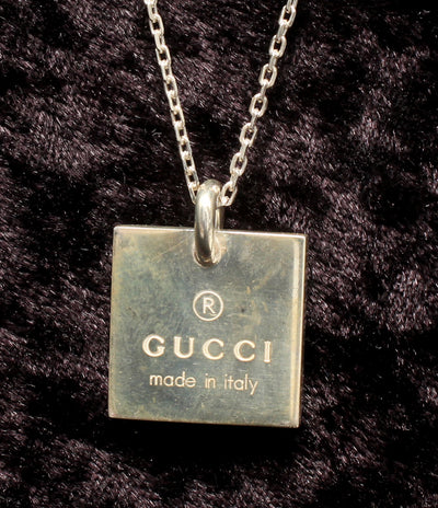 GUCCI ネックレス SV925 ロゴ スクエアプレート レディース グッチ