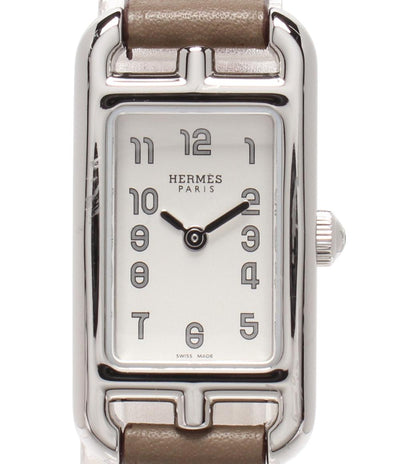 HERMES 腕時計 シルバー金具 B刻印 ナンタケット クオーツ ホワイト NA2.110 レディース エルメス