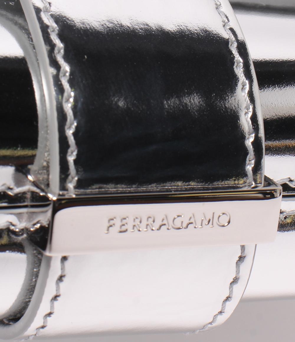 美品 Ferragamo 2wayショルダーバッグ ハンドバッグ 斜め掛け メタリック ミニホーボー ガンチーニ レディース フェラガモ