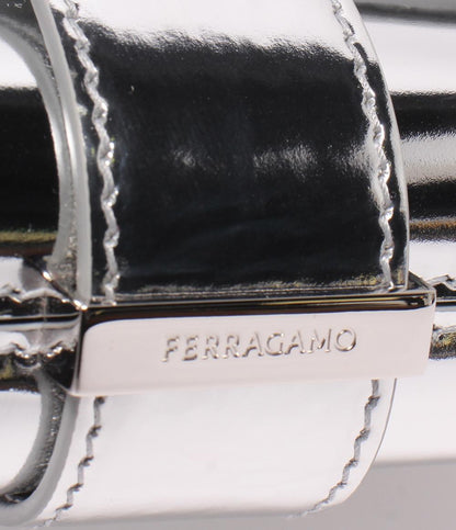 美品 Ferragamo 2wayショルダーバッグ ハンドバッグ 斜め掛け メタリック ミニホーボー ガンチーニ レディース フェラガモ
