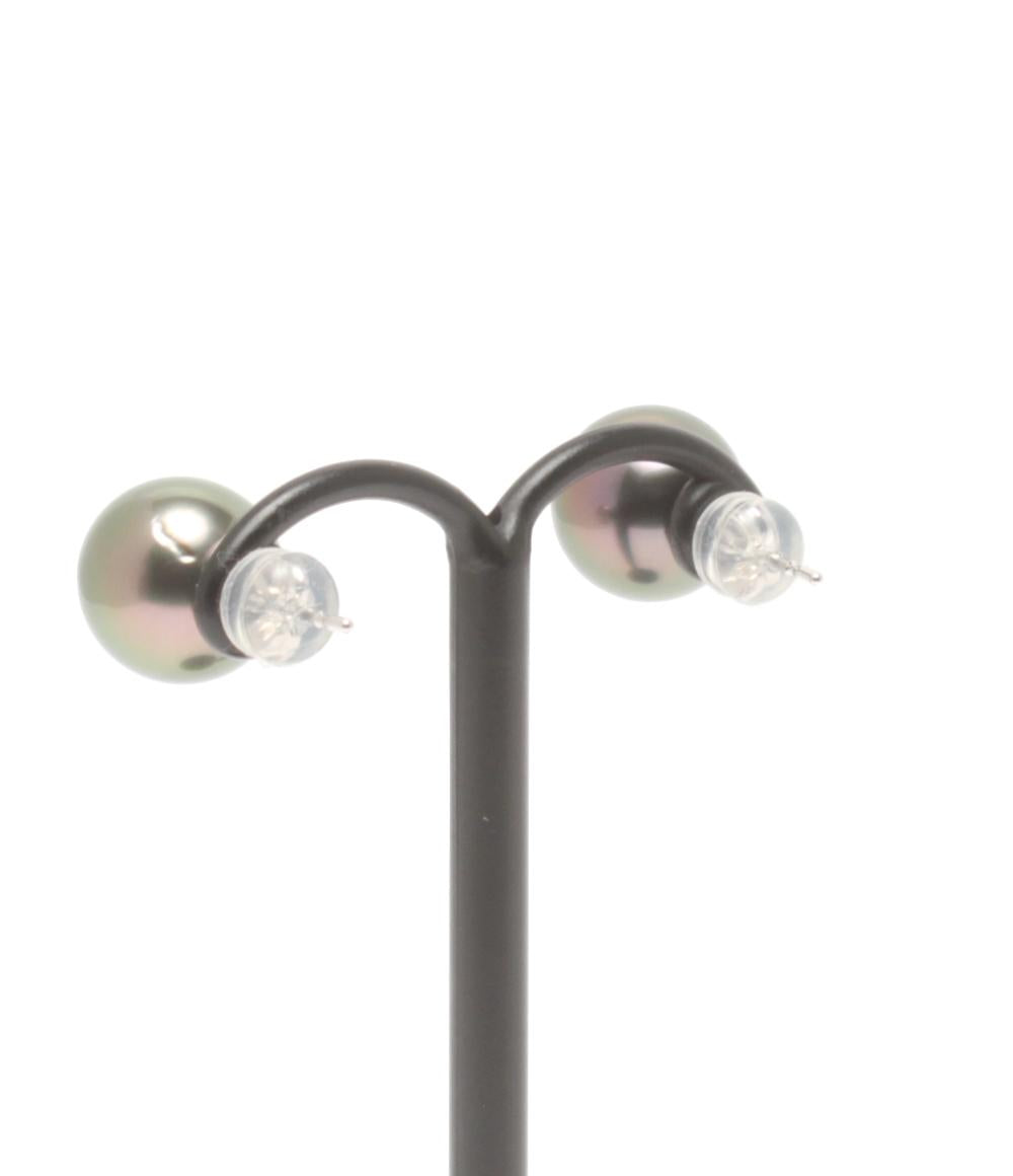 美品 ネックレス SV オーロラピーコック黒蝶真珠 9.2-11.9mm ピアス K14WG 黒蝶真珠10.1mm 2点セット レディース