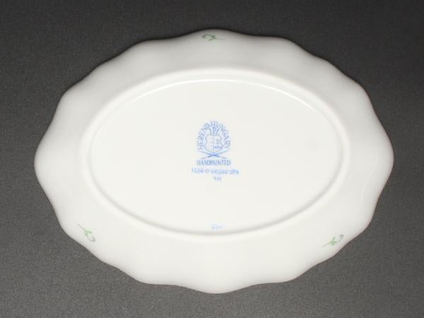 美品 HEREND スイートディッシュ オーバル 皿 15cm アポニーグリーン ヘレンド