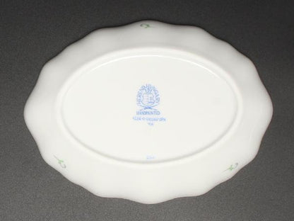 美品 HEREND スイートディッシュ オーバル 皿 15cm アポニーグリーン ヘレンド