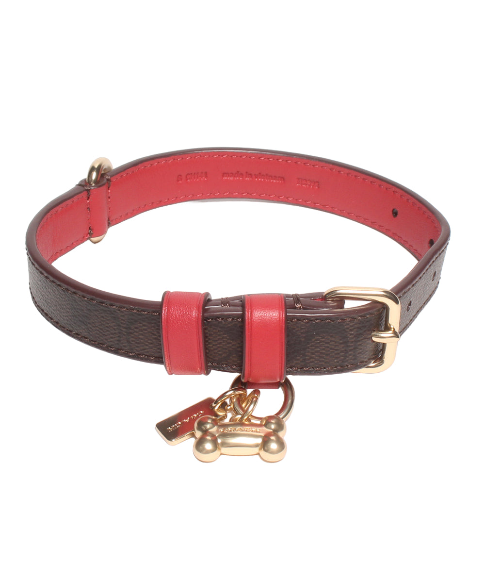 美品　COACH 小型犬用首輪 XS ピンク　シグネチャー　チャーム付き 美品 COACH 小型犬首輪 シグネチャー CH144 E2392 コーチ – Rehello by