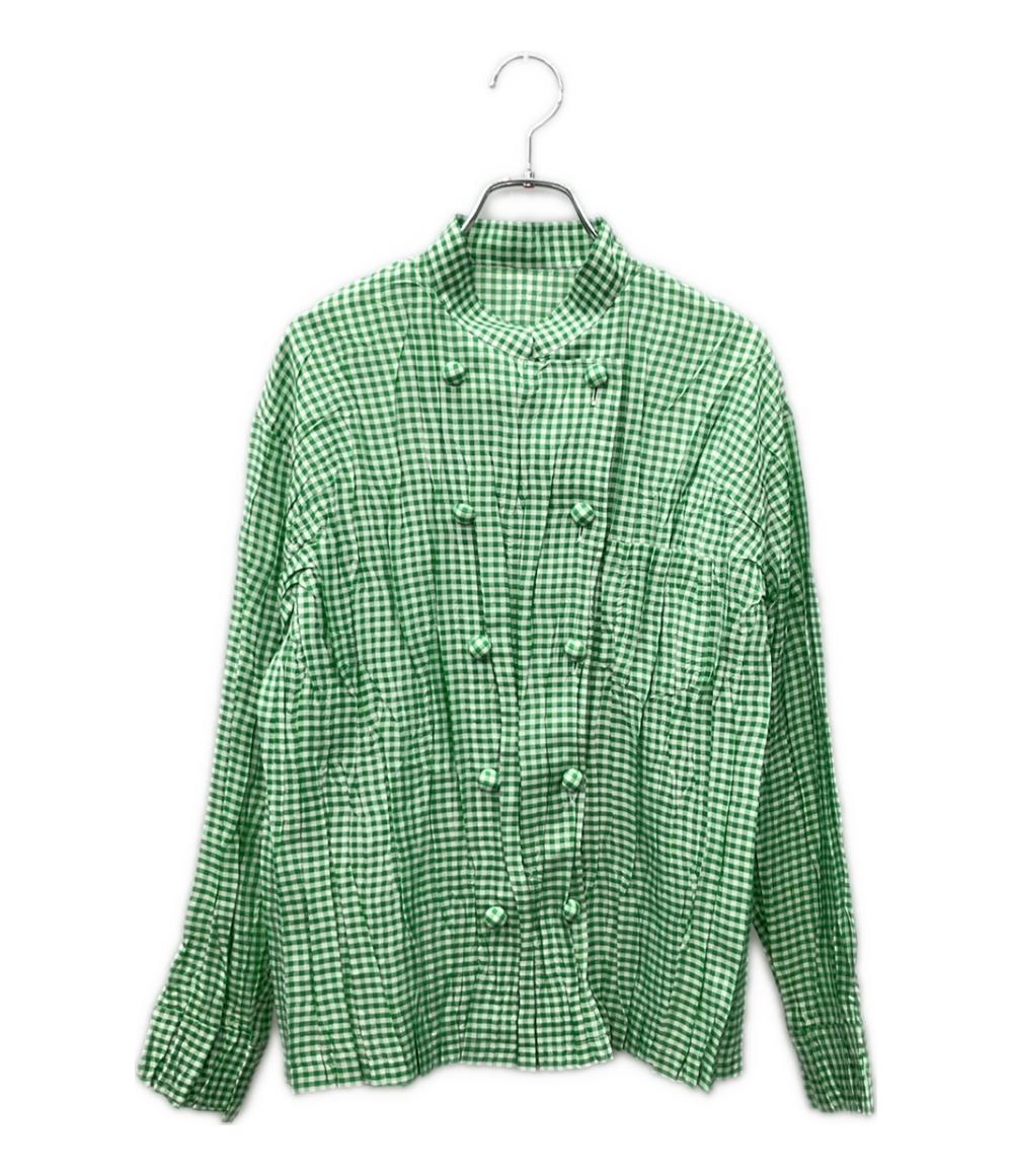 美品 プリーツプリーズ 長袖ブラウス ギンガムチェック柄 レディース SIZE 3 (L) PLEATS PLEASE