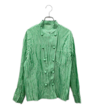 美品 プリーツプリーズ 長袖ブラウス ギンガムチェック柄 レディース SIZE 3 (L) PLEATS PLEASE