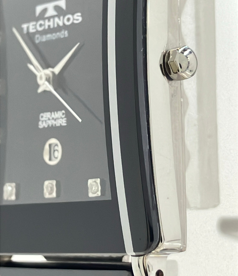 TECHNOS 腕時計 クオーツ ブラック T1048 メンズ テクノス