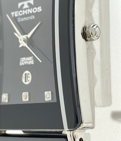 TECHNOS 腕時計 クオーツ ブラック T1048 メンズ テクノス