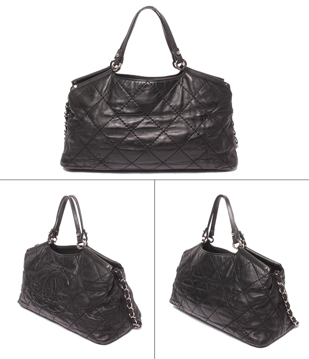 CHANEL 2WAY トートバッグ チェーンショルダーバッグ 肩掛け ワイルドステッチ シルバー金具 17番台 A67045 レディース シャネル