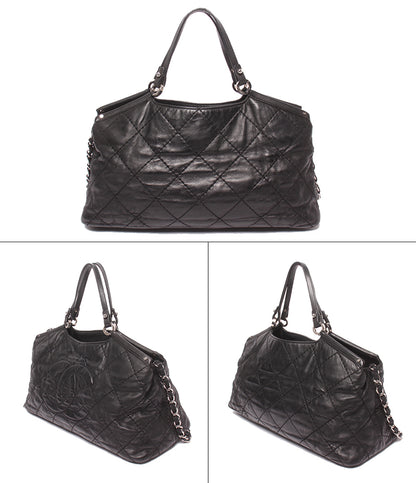 CHANEL 2WAY トートバッグ チェーンショルダーバッグ 肩掛け ワイルドステッチ シルバー金具 17番台 A67045 レディース シャネル