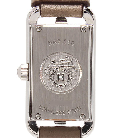 HERMES 腕時計 シルバー金具 B刻印 ナンタケット クオーツ ホワイト NA2.110 レディース エルメス