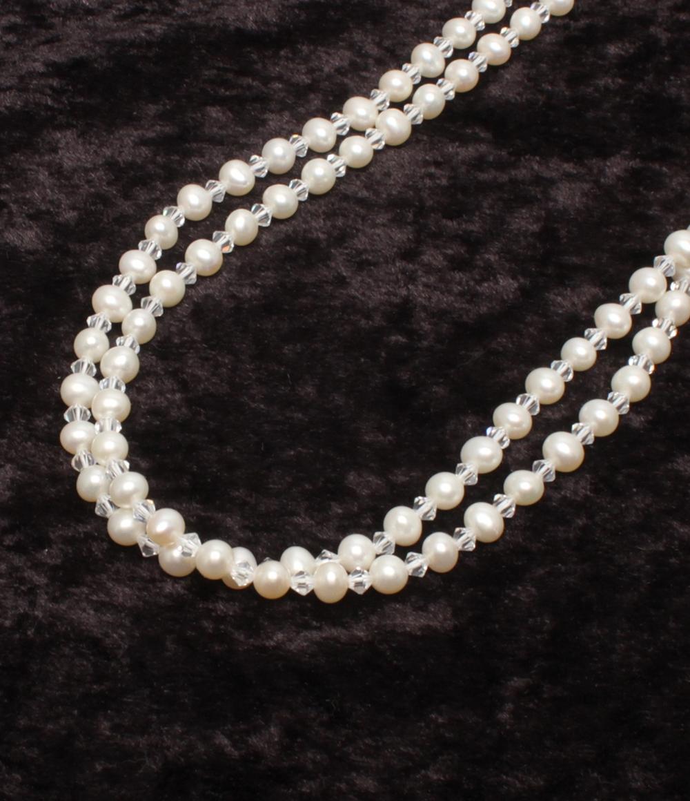 美品 ロングネックレス SV925 淡水パール 5-6mm レディース