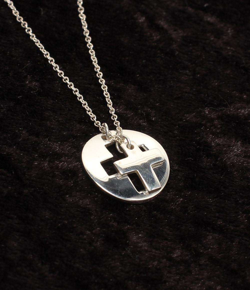美品 ティファニー ネックレス SV925 ラウンド クロス レディース TIFFANY&Co.