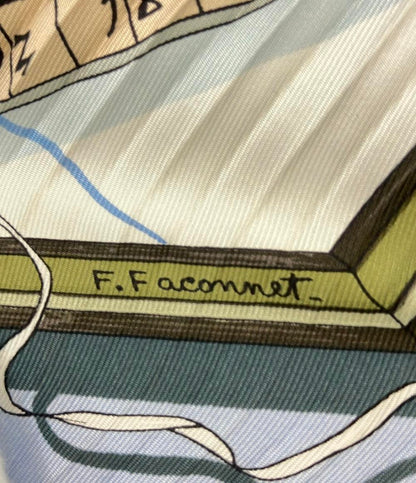 HERMES プリーツスカーフ カレ90 シルク 100% DIES ET HORE レディース エルメス