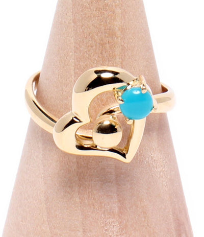 美品 リング 指輪 K18 ターコイズ ハートモチーフ レディース SIZE 10号
