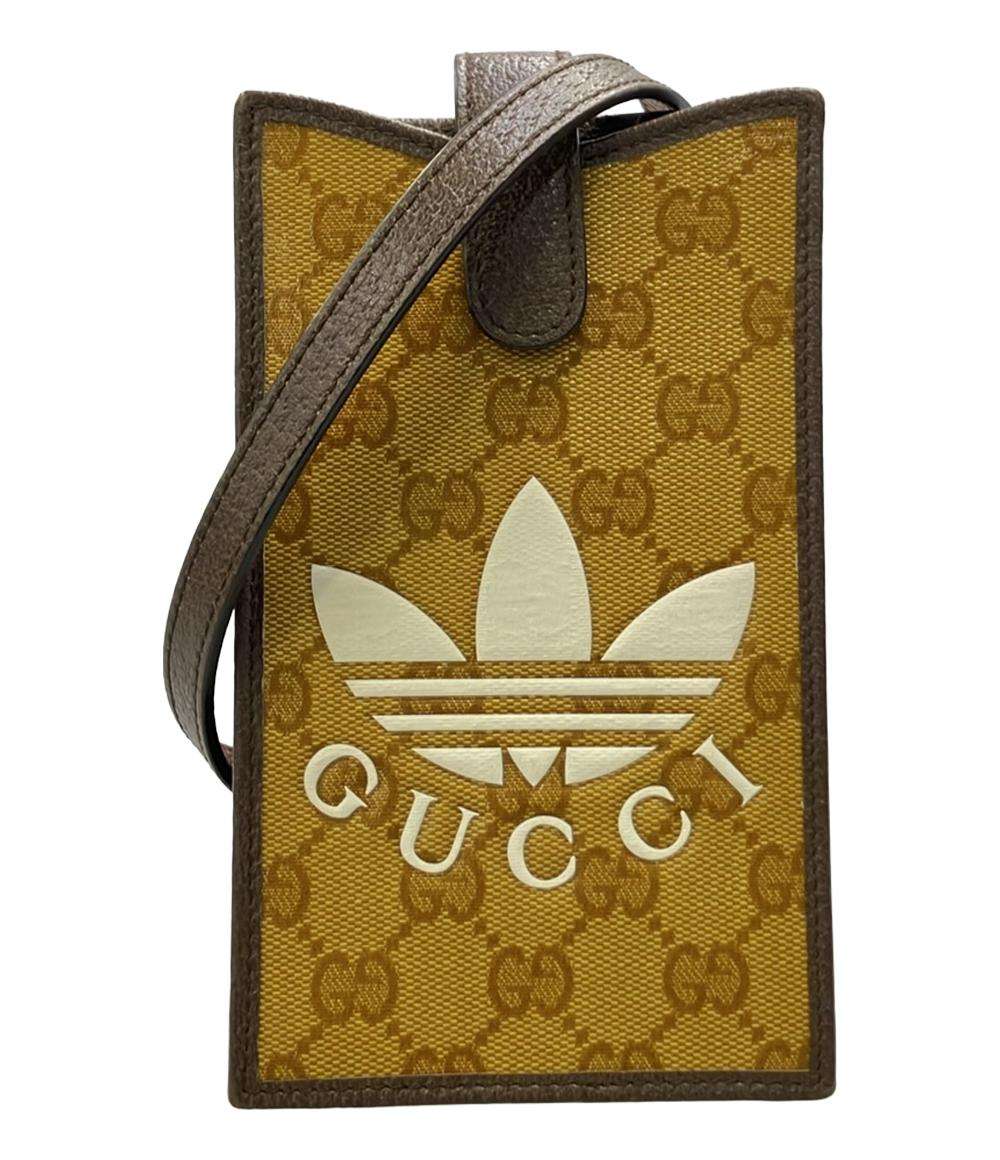 美品 GUCCI adidas スマホケース フォンポーチ ショルダーバッグ 斜め掛け メンズ レディース グッチ アディダス