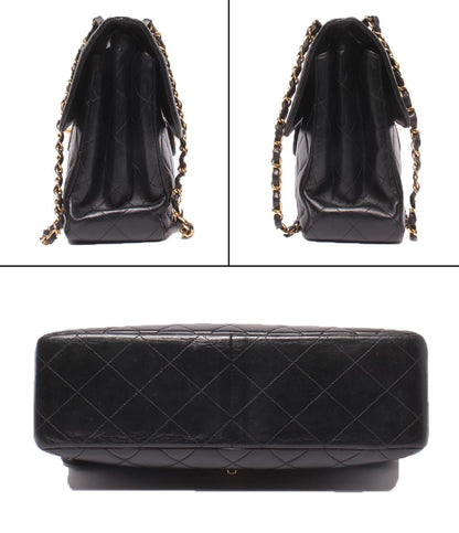 CHANEL チェーンショルダーバッグ 4番台 ダブルチェーン ダブルフェイス ラムスキン ゴールド金具 肩掛け デカマトラッセ レディース シャネル