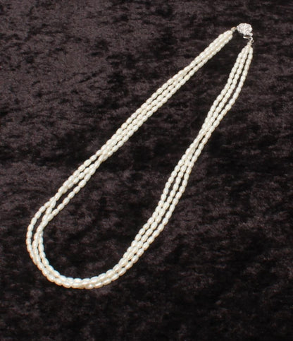 美品 3連ネックレス SV 淡水パール レディース