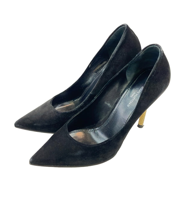 LOUIS VUITTON パンプス スエード モノグラム レディース SIZE 36 1/2