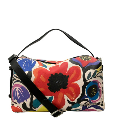 美品 Desigual ハンドバッグ ショルダーバッグ 2WAY 斜め掛け 花柄 レディース デジグアル