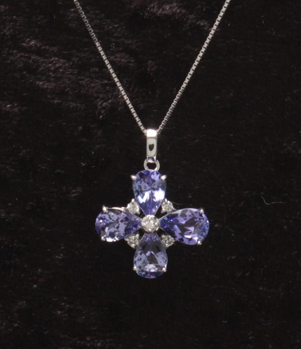 美品 ネックレス K18WG タンザナイト 2.00ct ダイヤ 0.10ct レディース